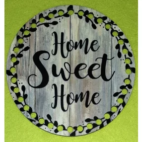   15cm Horgolható nyomtatott fa alap 7 mm lyukkal    Deszkás háttér  Home sweet home felirattal 	1db/csomag	15cm vastagság 2,5mm	