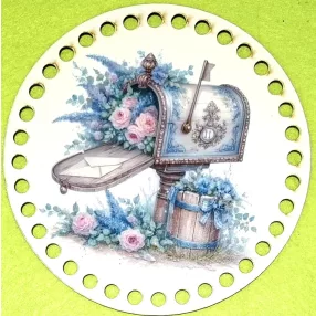   15cm Horgolható nyomtatott fa alap 7 mm lyukkal    Virágos postaláda  	1db	15cm vastagság 2,5mm	