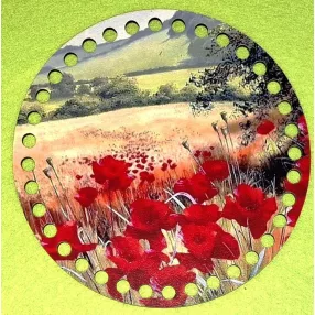   15cm Horgolható nyomtatott fa alap 7 mm lyukkal  Pipacsos 	1db	15cm vastagság 2,5mm	