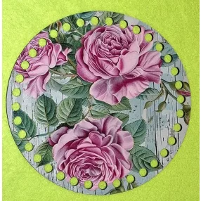   15cm Horgolható nyomtatott fa alap 7 mm lyukkal Deszkás háttér rózsaszín rózsa 	1db	15cm vastagság 2,5mm	