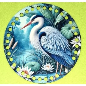   15cm Horgolható nyomtatott fa alap 7 mm lyukkal Kék gém	1db	15cm vastagság 2,5mm	