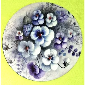   Nyomtatott kerek kopogtató közép Árvácska csokor 	1db	15cm vastagság 2,5mm	