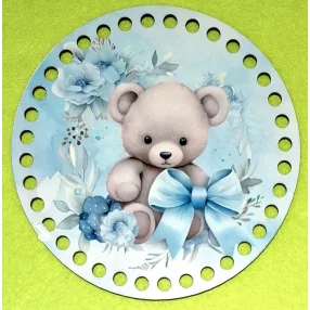   15cm Horgolható nyomtatott fa alap Bájos maci 7mm lyukkal 	1db	15cm vastagság 2,5mm	