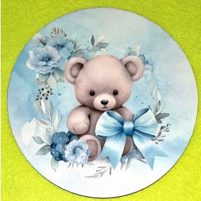   	Nyomtatott kerek kopogtató közép Bájos maci 	1db	15cm vastagság 2,5mm	