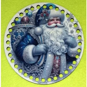   15cm Horgolható nyomtatott fa alap   Kék ruhás télapó 7mm lyukkal 	1db	15cm vastagság 2,5mm	