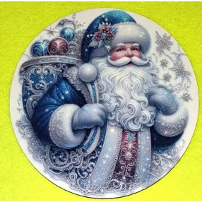   Nyomtatott kerek kopogtató közép Kék ruhás télapó 	1db	15cm vastagság 2,5mm	