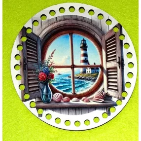   15cm Horgolható nyomtatott fa alap   Világító toronyra néző ablak 7mm lyukkal 	1db	15cm vastagság 2,5mm	