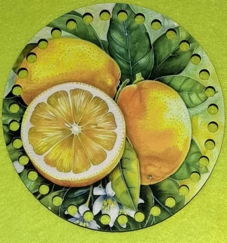 	15cm Horgolható nyomtatott fa alap   Citrom szett 7mm lyukkal	1db	15cm vastagság 2,5mm	