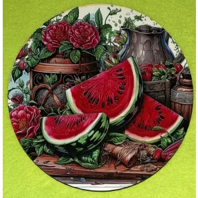   Nyomtatott kerek kopogtató közép dinnyés	1db	15cm vastagság 2,5mm	