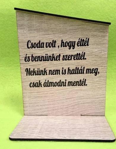 Nyomtatott lapra szerelt barna deszkás háttér, Csoda volt, hogy …. felirattal  	1szett 	12x14,5 cm talp méret 12x10 cm vastagság 2,5mm	