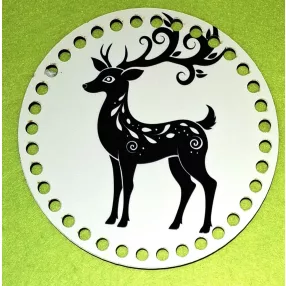   15cm Horgolható nyomtatott fa alap  Csodaszarvas 	7mm lyukkal  1db	15cm vastagság 2,5mm	