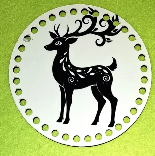 15cm Horgolható nyomtatott fa alap  Csodaszarvas 	7mm lyukkal  1db	15cm vastagság 2,5mm	