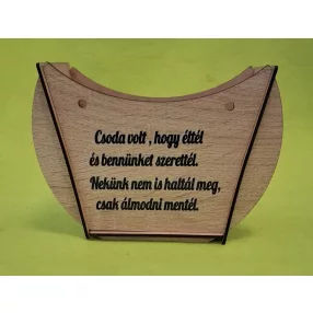   Lapraszerelt ridikül, Barna Deszkás alap Csoda volt, hogy éltél….	1szett	széleség 19 cm  magasság 14cm mélység 7,5cm anyag  vastagság 2,5mm			