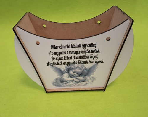 Lapraszerelt ridikül, Fehér  alap Angyal Mikor elmentél kialudt egy csillag….	1szett	széleség 19 cm  magasság 14cm mélység 7,5cm anyag  vastagság 2,5mm			