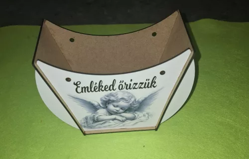 Lapraszerelt ridikül, Fehér  alap Angyal Emléked őrizzük felirattal	1szett	széleség 19 cm  magasság 14cm mélység 7,5cm anyag  vastagság 2,5mm			