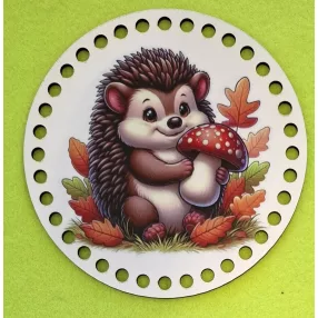   15cm Horgolható nyomtatott fa alap Süni gombával 7mm lyukkal	1db	15cm vastagság 2,5mm	