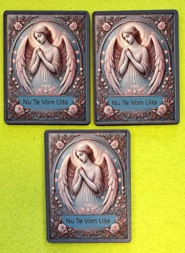 Nyomtatott Fa   Nyomtatott fa Angyalkás tábla Nute vom Uita felirattal	3db/csomag	5x7cm vastagság   3mm	