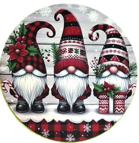 Nyomtatott kerek kopogtató közép Karácsonyi manók	1db	15cm vastagság 2,5mm	