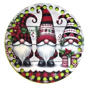   15cm Horgolható nyomtatott fa alap Karácsonyi manók	7mm lyukkal 1db	15cm vastagság 2,5mm	