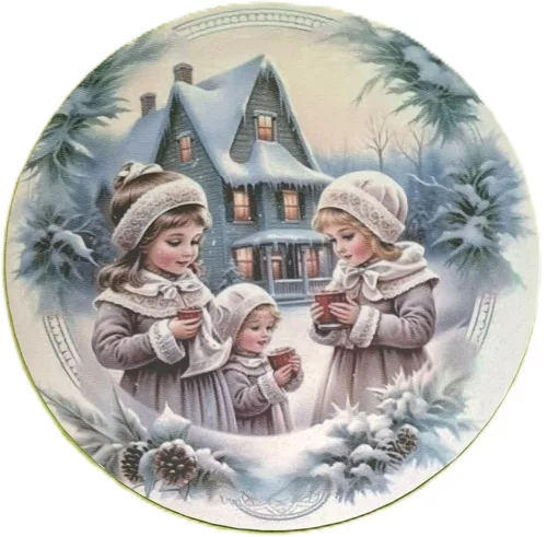 Nyomtatott kerek kopogtató közép Három kislány 	1db	15cm vastagság 2,5mm	