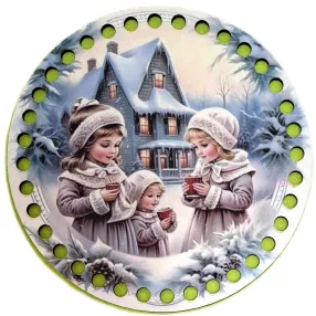   15cm Horgolható nyomtatott fa alap Három kisány 7mm lyukkal	1db	15cm vastagság 2,5mm	