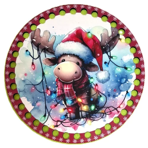 15cm Horgolható nyomtatott fa alap Rudolf fényfüzérrel 	7mm lyukkal 1db	15cm vastagság 2,5mm	