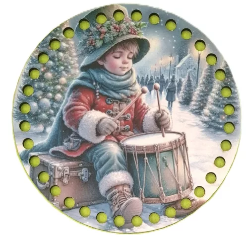 15cm Horgolható nyomtatott fa alap Kisdobos 	7mm lyukkal 1db	15cm vastagság 2,5mm	