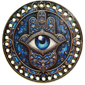   15cm Horgolható nyomtatott fa alap Fatima kék kéz ,mindent látó szemmel 7mm lyukkal	1db	15cm vastagság 2,5mm	