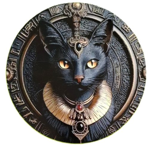 Nyomtatott kerek kopogtató közép Egyiptomi Fáraó macska	1db	15cm vastagság 2,5mm	