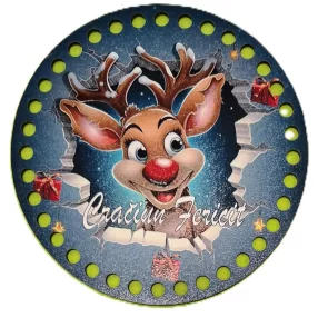   Horgolható Nyomtatott ,fa alapú HDF(nem tömörfa)    7mm lyukkal  Kopogtató közép  Rudolf Craciun Fericit˘    felirattal	1db	15cm vastagság 3mm	