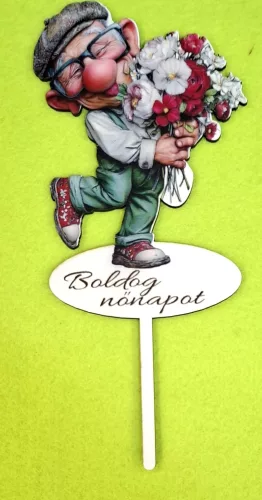 Beszúrós tata virágcsokorral iBoldog nőnapot felirattal 	1db	8x18 cm vastagság 2,5mm	