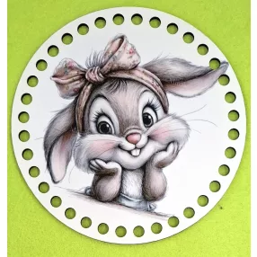   15cm Horgolható nyomtatott fa alap 7mm lyukkal Aranyos nyuszi lány 	1db/csomag	15cm vastagság 3mm				