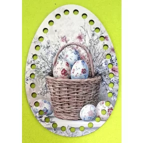   Tojás  Horgolható nyomtatott fa alap 6mm lyukkal Tojás Kosár 	1db/csomag	11x15cm vastagság 3mm		hoa320		