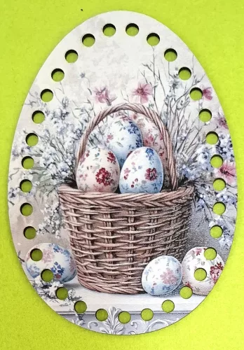 Tojás  Horgolható nyomtatott fa alap 6mm lyukkal Tojás Kosár 	1db/csomag	11x15cm vastagság 3mm		hoa320		