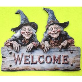   	Nyomtatott  kopogtató közép Boszorkáyok welcome felirattal	1db	15x12cm vastagság 2,5mm		650		