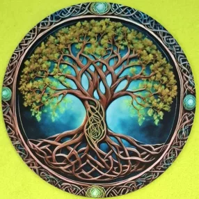   Nyomtatott kerek kopogtató közép Életfa zöldes 	1db	15cm vastagság 2,5mm				