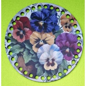   15cm Horgolható nyomtatott fa alap 7mm lyukka Vegyes színű árvácska cserépben 	1db	15cm vastagság 2,5mm	