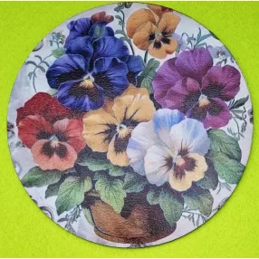   Nyomtatott kerek kopogtató közép Vegyes színű árvácska cserépben 	1db	15cm vastagság 2,5mm	