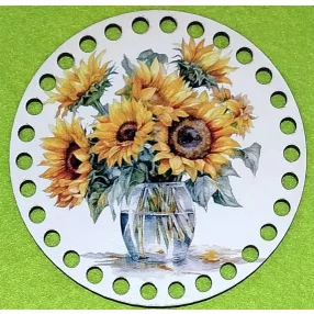   19,5cm Horgolható nyomtatott fa alap 7 mm lyukkal   Napraforgó vázában	1db	19,5cm vastagság 2,5mm	