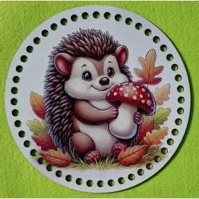   19,5cm Horgolható nyomtatott fa alap Süni gombával 	1db	19,5cm vastagság 2,5mm	