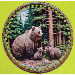   19,5cm Horgolható nyomtatott fa alap  Medve család	1db	19,5cm vastagság 2,5mm	