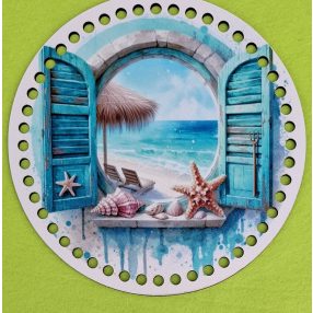   	19,5cm Horgolható nyomtatott fa alap  Tengere néző ablak	1db	19,5cm vastagság 2,5mm	