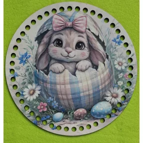   19,5cm Horgolható nyomtatott fa alap 7 mm lyukkal   Nyuszi tojáshéjban 	1db	19,5cm vastagság 2,5mm	