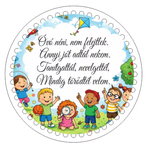 19,5cm Horgolható nyomtatott fa alap Óvó néni nem felejtek…	1db	19,5cm vastagság 2,5mm	