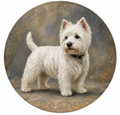 15cm Horgolható nyomtatott fa alap 7 mm Westie kutyus	1db/csomag	15cm vastagság 2,5mm	