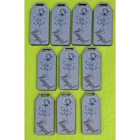  	Nyomtatott fa alapú HDF(nem tömörfa)  Biléta tábla márvány háttér ,rózsával Hiányzol felirattal 	10db/csomag	5,5x2,5cm vastagság 2,5mm	