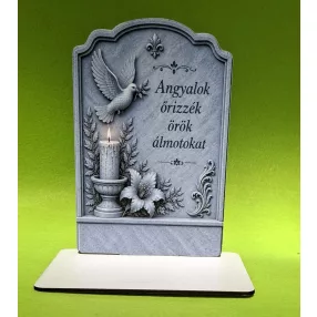   Kőmintás Álló talpas kegyeleti dísz. ,Angyalok őrizzék örök álmotokat	1db	1szett szélesség18cmX12cm magasság Talp 13x7 cm	