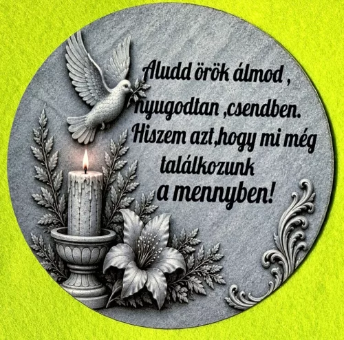 Kőmintás  Kerek kopogtató közép    Aludd nyugodt álmod..........	1db/csomag	15cm vastagság 3mm	