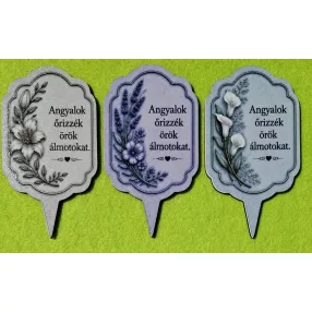   Betűzős kegyeleti tábla szett 3 külömböző, virág mintás ,Angyalokőrizzék örök álmotokat ! felirattal		10x5,5 cm vastagság 2,5mm	