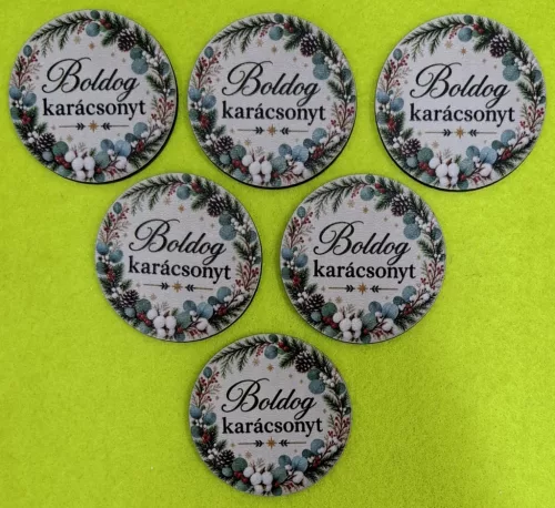  Nyomtatott kerek tábla Boldog karácsonyt  felirattal	6db/csomag	5cm vastagság 3mm	